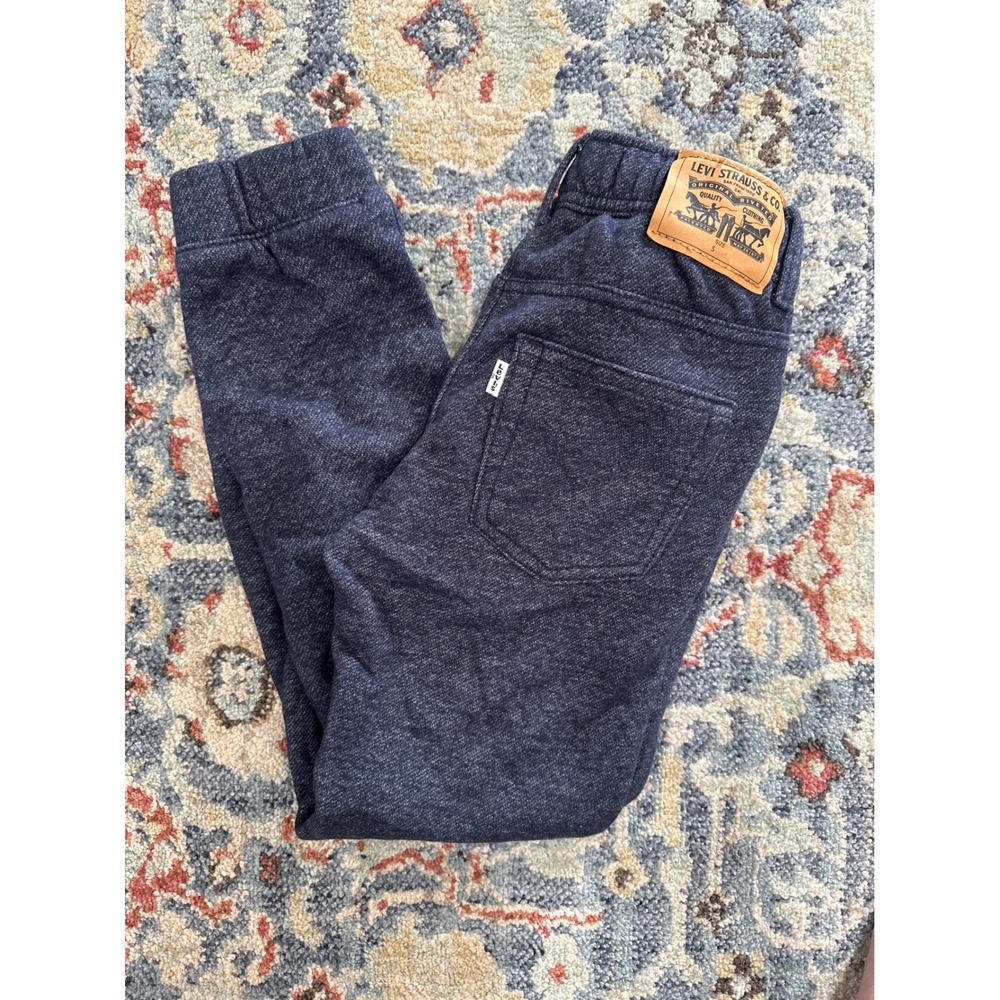Levi Knit Joggers Boys Size Small 8-10 Navy Blue Heathered EUC